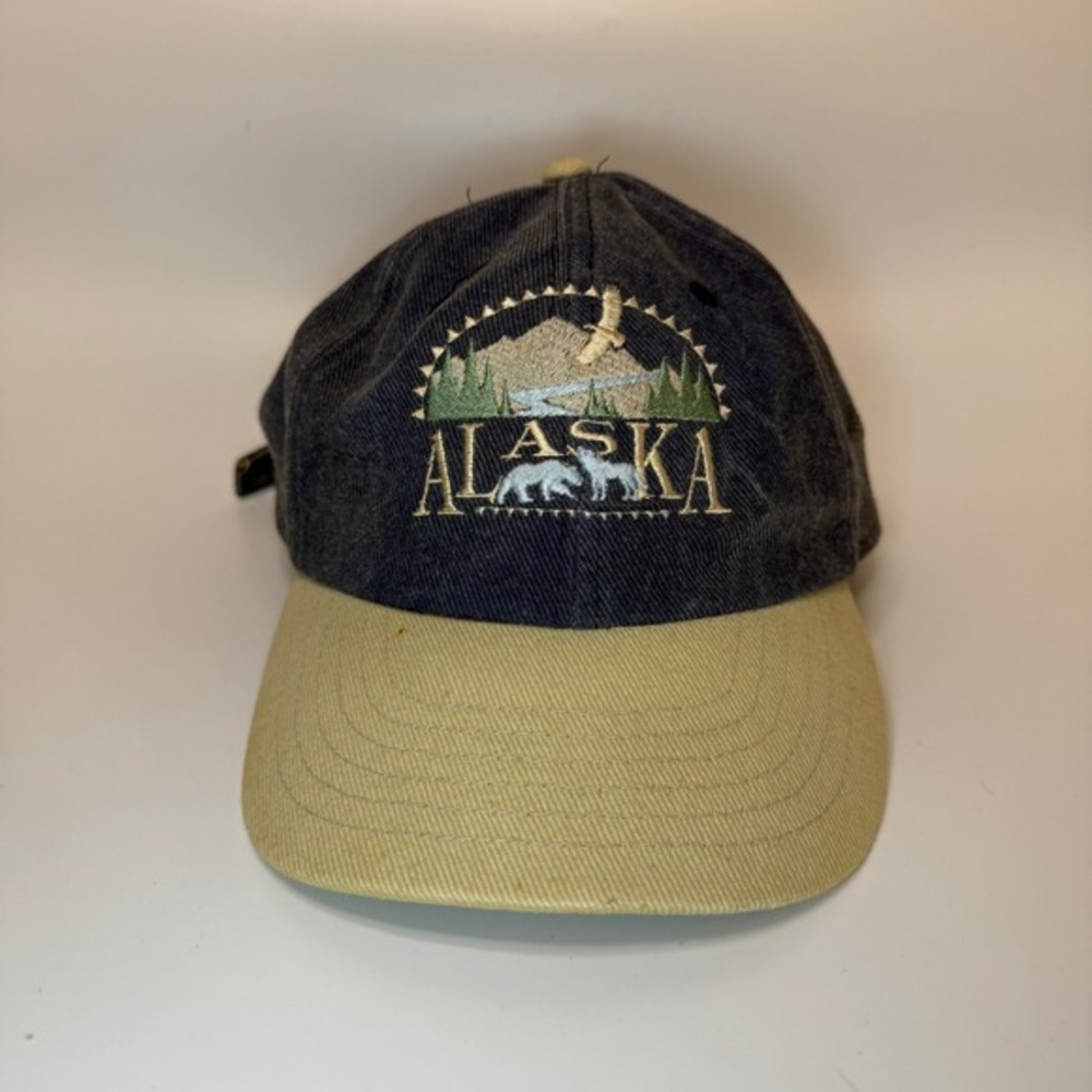 Alaska‎ Arctic Circle Enterprises Blue Denim Tan Cotton Baseball Cap OSFM Hat